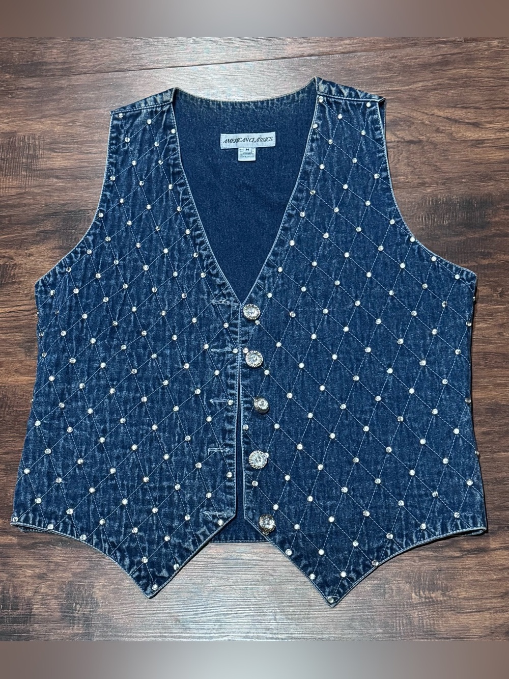 Vintage American Classics Denim Rhinestone Vest